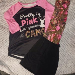 Pretty In Pink Dangerous In Camo size 7/8 outfit